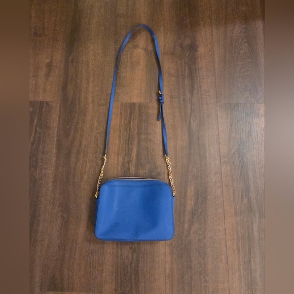 Michael KorsJet Set East West Crossgrain Leather Crossbody Cobalt Blue - Picture 7 of 9